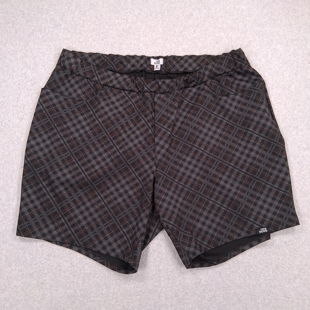 One Bone Shorts Mens Sz E 3XL 42" Dark Gray Red Plaid Drawstring Casual Canada